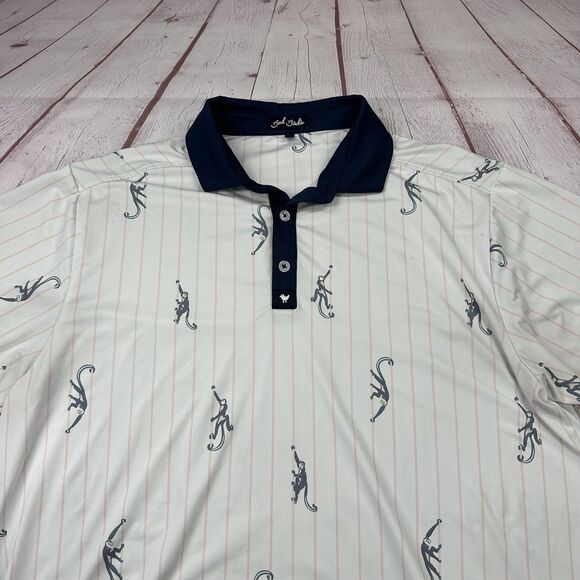 Bad Birdie Polo Shirt Men’s Large Short Sleeve Golf Performance Monkey Print - Picture 1 of 10